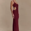 Angelique maxi-jurk van crêpe met kralen – Wijnrood Angelique maxi-jurk van crêpe met kralen – Wijnrood