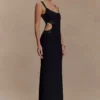 Angelique maxi-jurk van crêpe met kralen – Zwart Angelique maxi-jurk van crêpe met kralen – Zwart