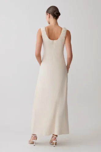 Anisa maxi-jurk met ronde hals – gestreept