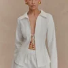 Annalee katoenen shirt met kralen en strik – Wit Annalee katoenen shirt met kralen en strik – Wit