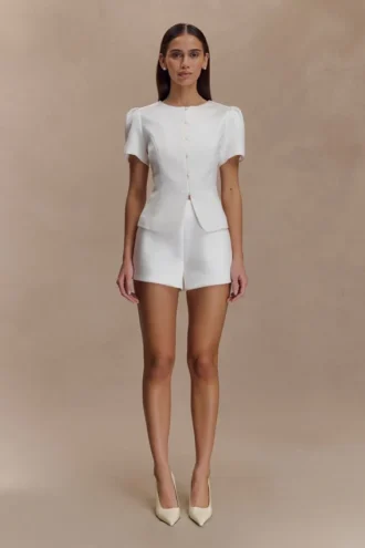 Anne satijnen minishort – Wit