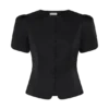 Anne satijnen top met korte mouwen – Zwart Anne satijnen top met korte mouwen – Zwart