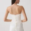 Annie strapless linnen top met strik aan de achterkant – Wit Annie strapless linnen top met strik aan de achterkant – Wit