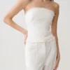 Annie strapless linnen top met strik aan de achterkant – Wit Annie strapless linnen top met strik aan de achterkant – Wit