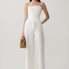 Annie strapless linnen top met strik aan de achterkant – Wit Annie strapless linnen top met strik aan de achterkant – Wit