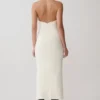 Annita crêpe halter midi-jurk – ivoor