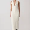 Annita crêpe halter midi-jurk – ivoor
