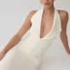 Annita crêpe halter midi-jurk – ivoor