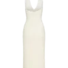 Annita crêpe halter midi-jurk – ivoor