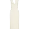 Annita crêpe halter midi-jurk – ivoor