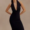 Annita crêpe halter midi-jurk – Zwart Annita crêpe halter midi-jurk – Zwart