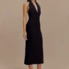 Annita crêpe halter midi-jurk – Zwart Annita crêpe halter midi-jurk – Zwart