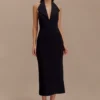 Annita crêpe halter midi-jurk – Zwart Annita crêpe halter midi-jurk – Zwart