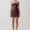 Anouk mini-jurk van imitatieleer zonder bandjes – Merlot Anouk mini-jurk van imitatieleer zonder bandjes – Merlot