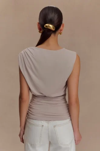 Anthony top met korte mouwen – Taupe
