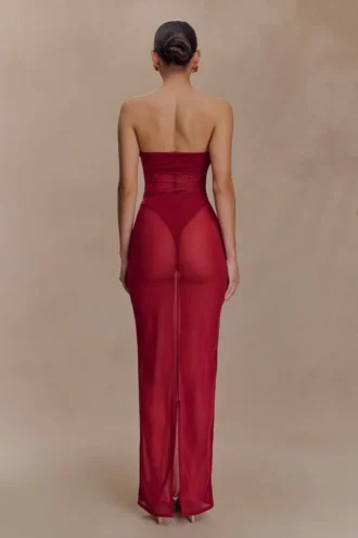 Aoife mesh maxi-rok – Framboos
