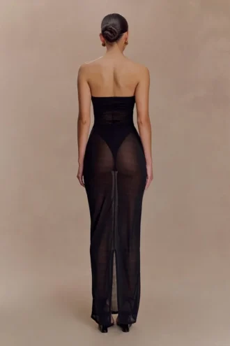 Aoife mesh maxi-rok – Zwart
