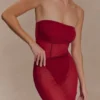 Aoife strapless mesh bodysuit – framboos Aoife strapless mesh bodysuit – framboos