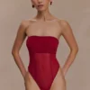 Aoife strapless mesh bodysuit – framboos Aoife strapless mesh bodysuit – framboos