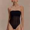 Aoife strapless mesh bodysuit – Zwart Aoife strapless mesh bodysuit – Zwart