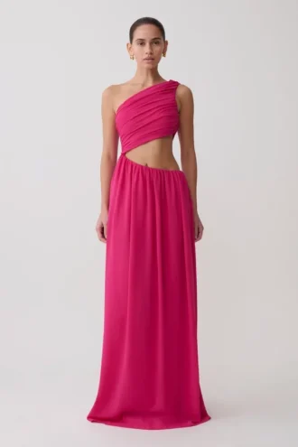 Aria Chiffon Cut-out Maxi-jurk – Fuchsia
