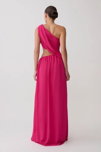 Aria Chiffon Cut-out Maxi-jurk – Fuchsia