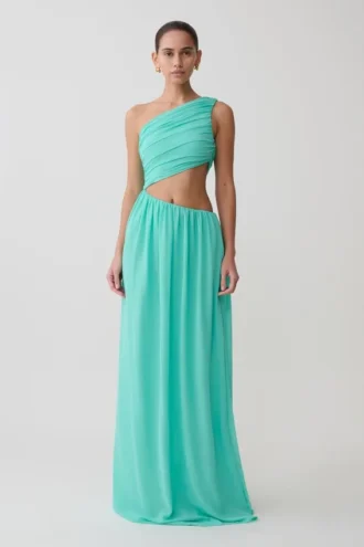 Aria chiffon maxi-jurk met uitsnijdingen – Lagoon