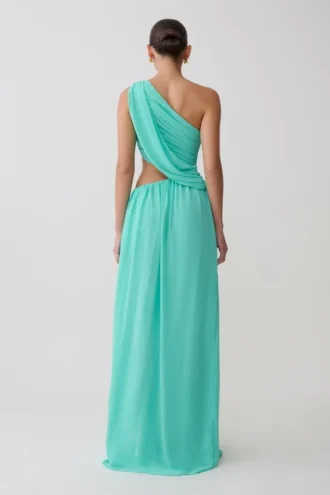 Aria chiffon maxi-jurk met uitsnijdingen – Lagoon