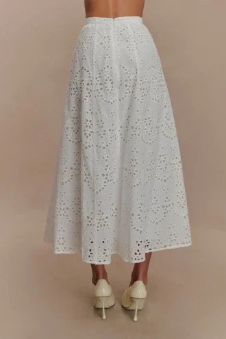 Arla broderie midi-rok – wit