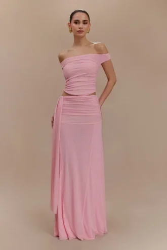 Arna mesh maxi-rok – Candy Pink
