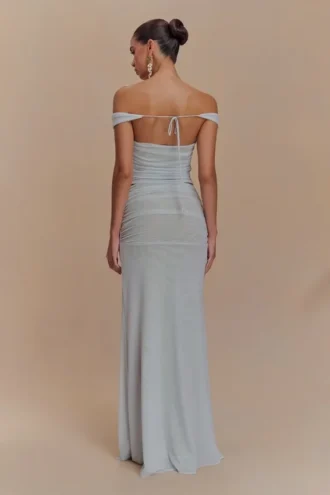 Arna mesh maxi-rok – lichtblauw