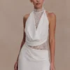 Arra halter-minijurk van chiffon en kant – Wit Arra halter-minijurk van chiffon en kant – Wit