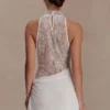 Arra halter-minijurk van chiffon en kant – Wit Arra halter-minijurk van chiffon en kant – Wit