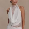 Arra halter-minijurk van chiffon en kant – Wit Arra halter-minijurk van chiffon en kant – Wit