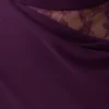 Arra maxi-jurk van chiffon en kant met halternek – Pruim