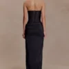 Asha maxi-jurk van bloemenmesh en satijn – Zwart