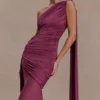 Asher Slinky maxi-jurk met één schouder – Neutraal paars Asher Slinky maxi-jurk met één schouder – Neutraal paars