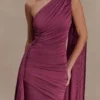 Asher Slinky maxi-jurk met één schouder – Neutraal paars Asher Slinky maxi-jurk met één schouder – Neutraal paars