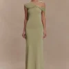 Ashford asymmetrische slinky maxi-jurk – salie Ashford asymmetrische slinky maxi-jurk – salie