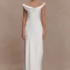 Ashley maxi-jurk met cowl-hals van kant en satijn – ivoor Ashley maxi-jurk met cowl-hals van kant en satijn – ivoor
