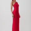 Ashtin gebreide maxi-jurk met gekruiste voorkant – Rood Ashtin gebreide maxi-jurk met gekruiste voorkant – Rood