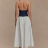 Ashwin Denim Katoen Midi Jurk – Indigo Blue Ashwin Denim Katoen Midi Jurk – Indigo Blue