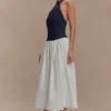Ashwin Denim Katoen Midi Jurk – Indigo Blue Ashwin Denim Katoen Midi Jurk – Indigo Blue