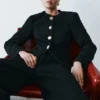 Asia Mixed Button Blazer – Zwart