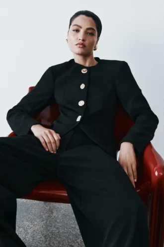 Asia Mixed Button Blazer – Zwart