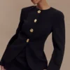 Asia Mixed Button Blazer – Zwart
