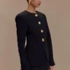 Asia Mixed Button Blazer – Zwart
