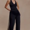 Aspyn Slinky gerimpelde broek met wijde pijpen – Zwart Aspyn Slinky gerimpelde broek met wijde pijpen – Zwart