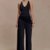 Aspyn Slinky gerimpelde broek met wijde pijpen – Zwart Aspyn Slinky gerimpelde broek met wijde pijpen – Zwart