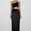 Athena one-shoulder maxi-jurk met strass – Zwart Athena one-shoulder maxi-jurk met strass – Zwart